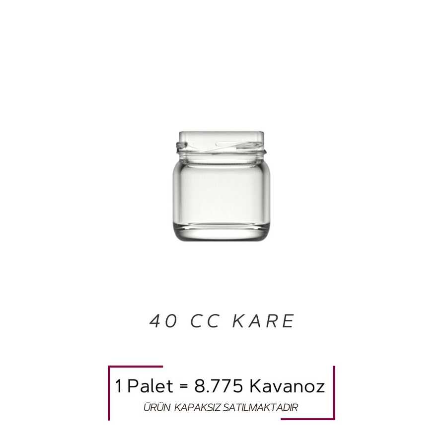 1 Palet 40 ml Kare Cam Kavanoz