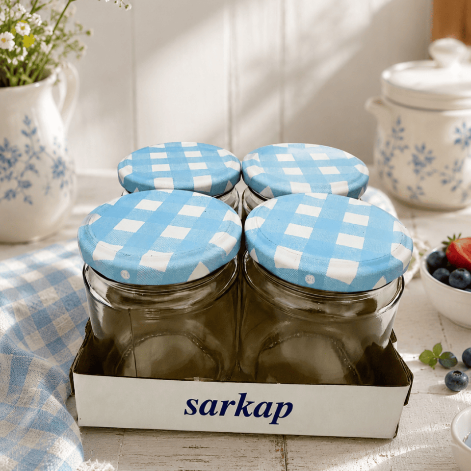 Sarkap Home 4'lü 210 cc Kavanoz Seti MaviEkoseVintage