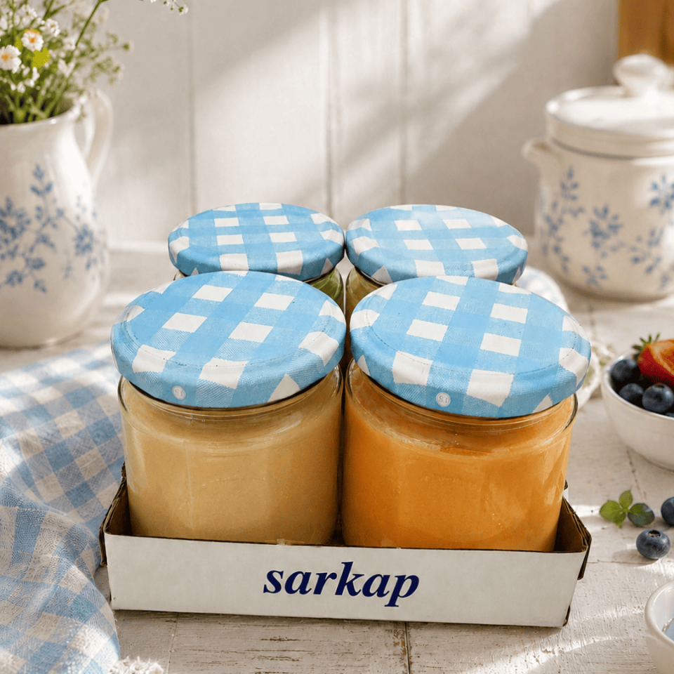 Sarkap Home 4'lü 210 cc Kavanoz Seti MaviEkoseVintage