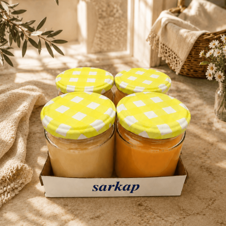 Sarkap Home 4'lü 210 cc Kavanoz Seti SarıEkoseVintage
