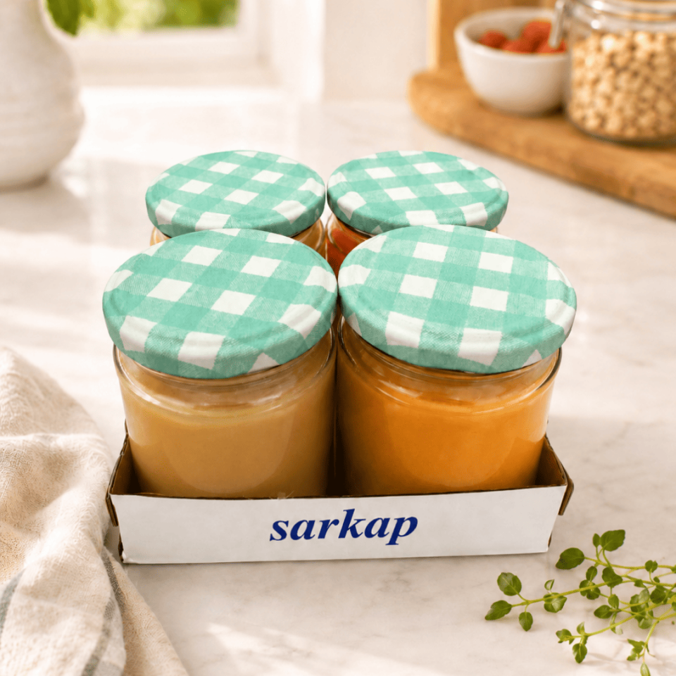 Sarkap Home 4'lü 210 cc Kavanoz Seti YeşilEkoseVintage