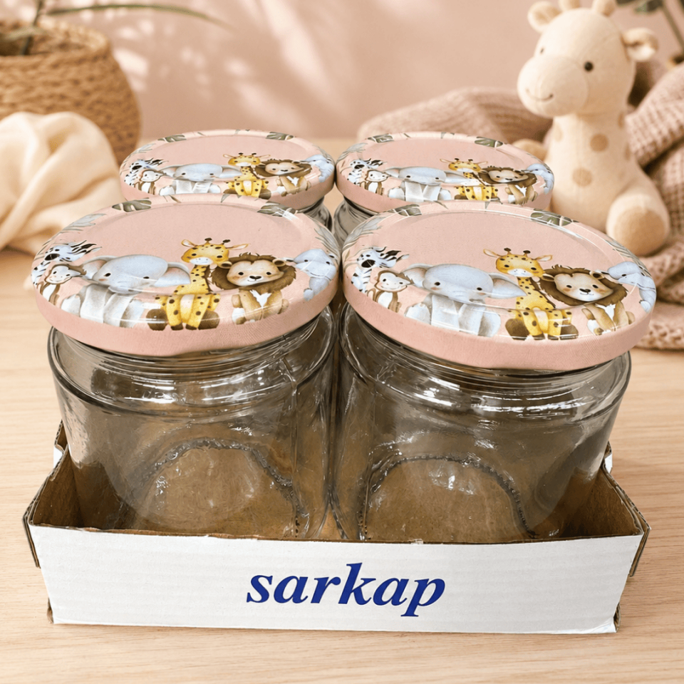 Sarkap Home 4'lü 210 cc Kavanoz Seti HayvanDesen