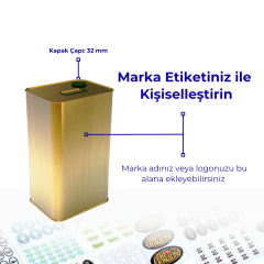 Sarkap 4 L (4000 ml) Kapaklı Kulplu Kısa Zeytinyağı Tenekesi Gold