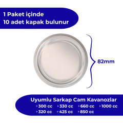 Hijyenik Paketli 10 Adet Kavanoz Kapağı Düz Renkler 82 mm Silver