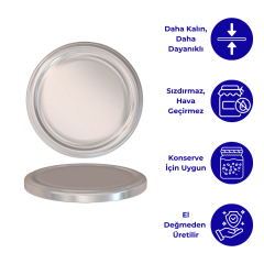 Hijyenik Paketli 10 Adet Kavanoz Kapağı Düz Renkler 82 mm Silver