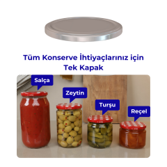 Hijyenik Paketli 10 Adet Kavanoz Kapağı Düz Renkler 82 mm Silver