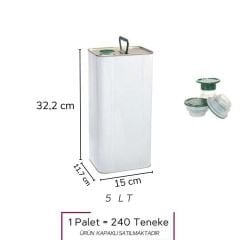 Sarkap 5 L (5000 ml) 240 Adet Paletli Kapaklı Kulplu Zeytinyağı Tenekesi Beyaz