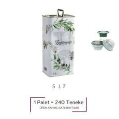 Sarkap 5 L (5000 ml) 240 Adet Paletli Kapaklı Kulplu Zeytinyağı Tenekesi Beyaz Yeşil Zeytin