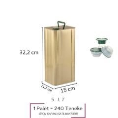 Sarkap 5 L (5000 ml) 240 Adet Paletli Kapaklı Kulplu Zeytinyağı Tenekesi Gold