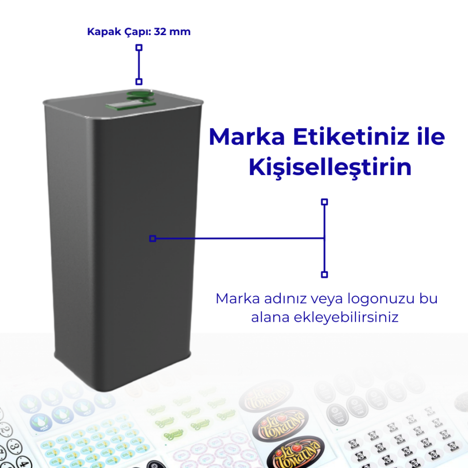 Sarkap 5 L 240'lı Zeytinyağı Tenekesi Düz Mat Siyah