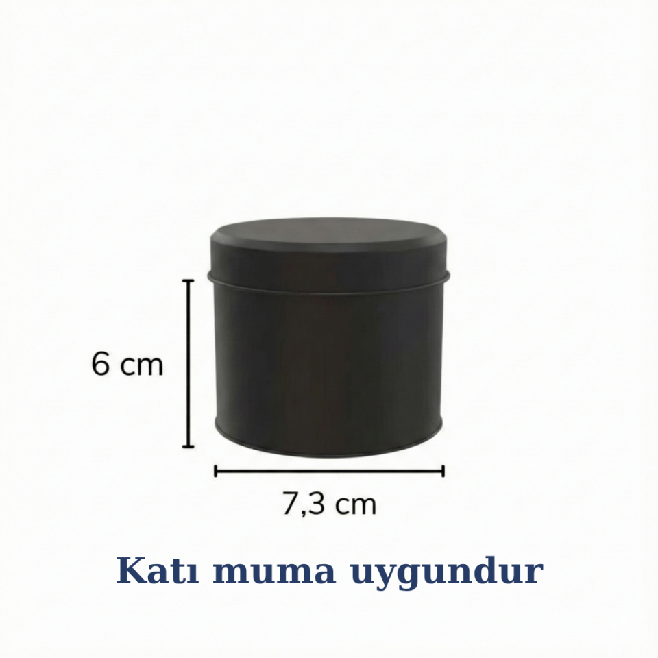 Sarkap 80'li 73x60 mm Metal Yuvarlak 25-50 Gr Çay Kutusu Mat Siyah