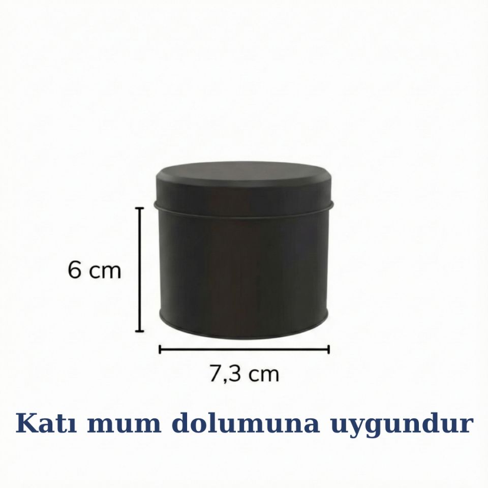 Sarkap 80'li 73x60 mm Metal Yuvarlak 25-50 Gr Çay Kutusu Mat Siyah
