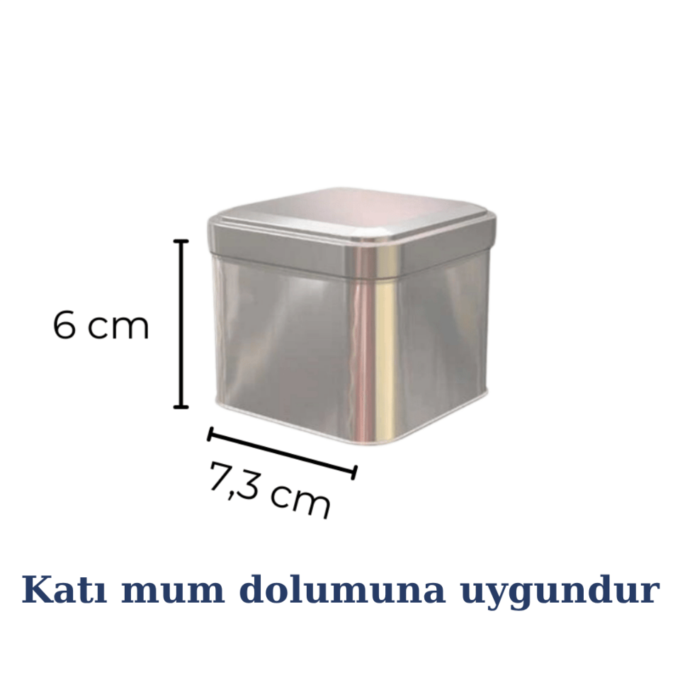 Sarkap 80'li 73x60 mm Metal Kare 25-50 Gr Çay Kutusu Silver