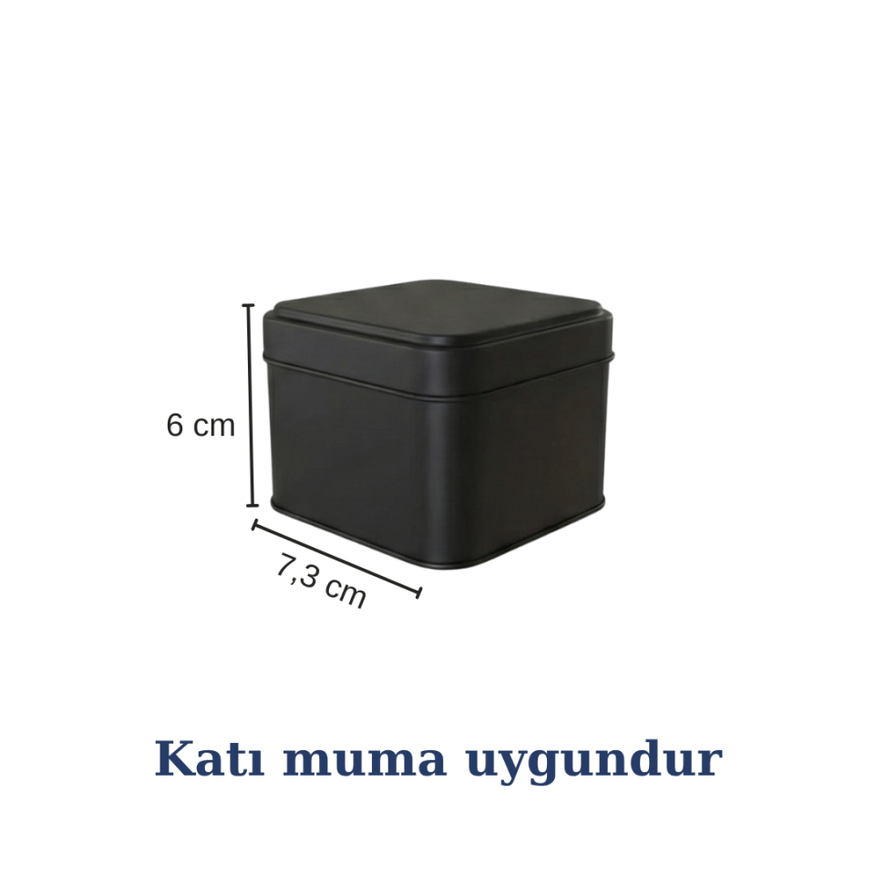 Sarkap 80'li 73x60 mm Metal Kare 25-50 Gr Çay Kutusu Mat Siyah
