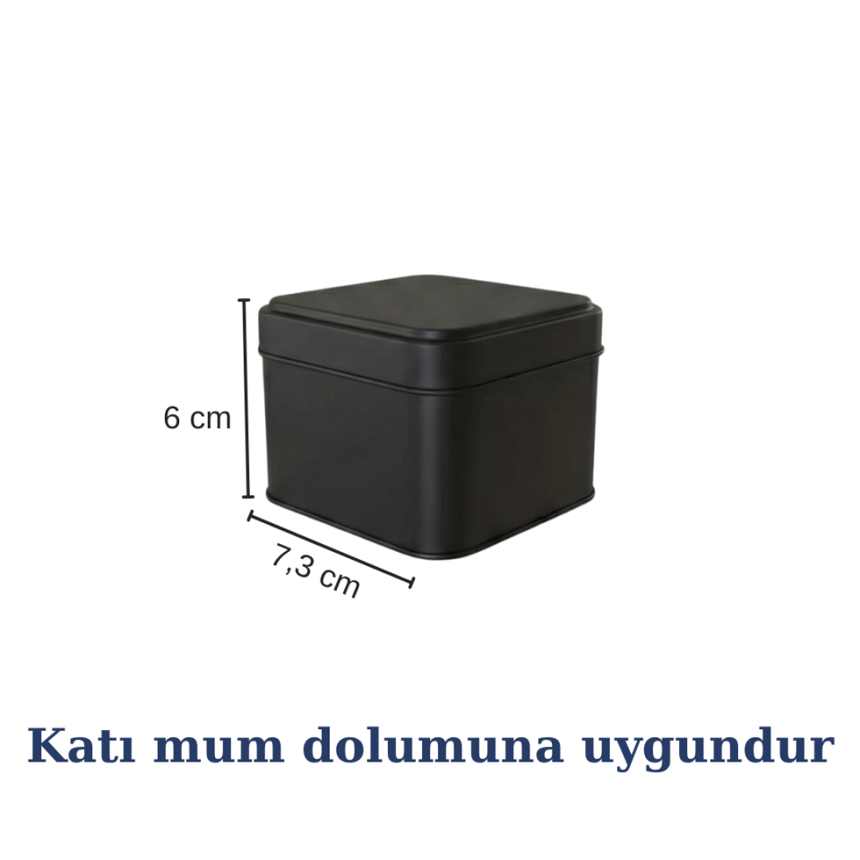 Sarkap 80'li 73x60 mm Metal Kare 25-50 Gr Çay Kutusu Mat Siyah