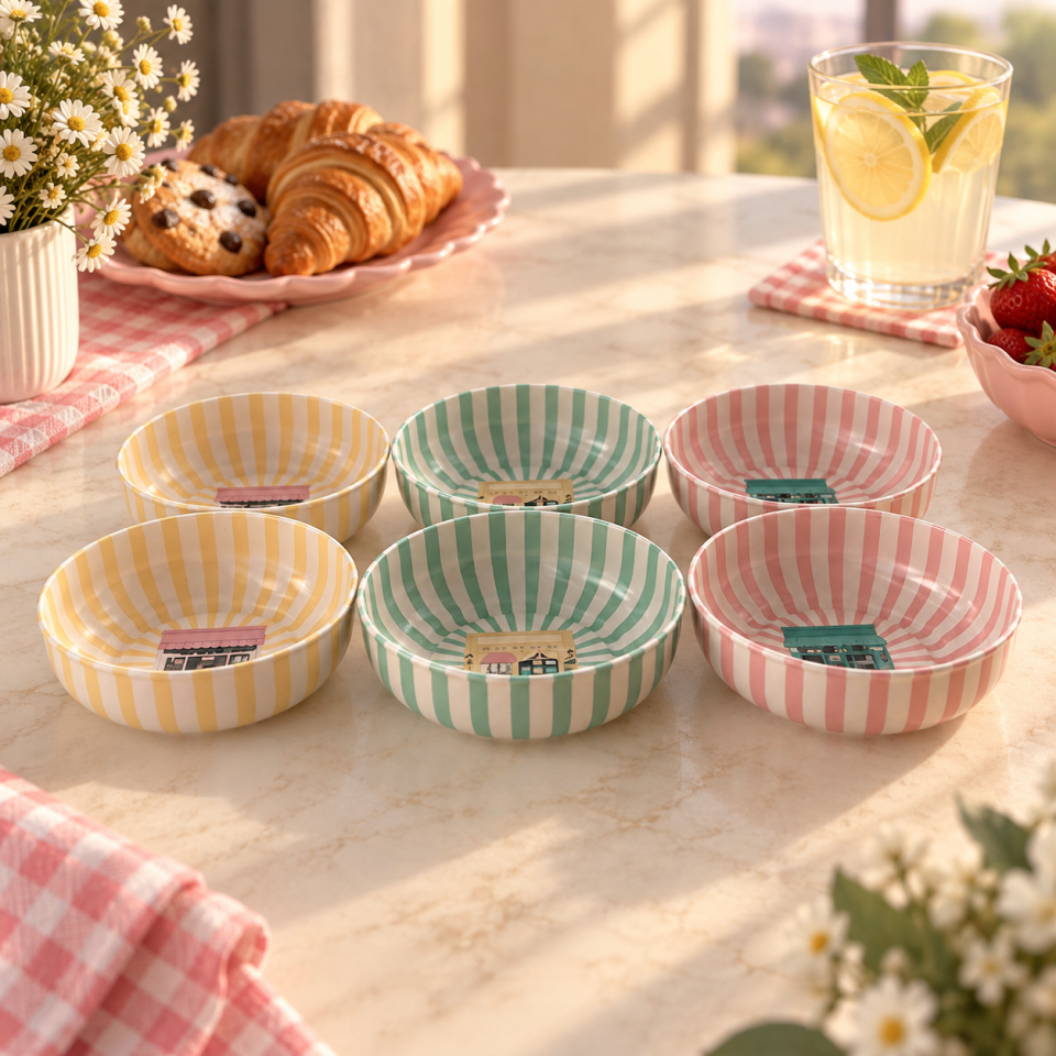 Sarkap Home 6'lı Dondurmalık ve Çerezlik Seti 10 cm Çap, 3.2 cm Yükseklik BakeryShop