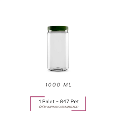 Sarkap 1000 ml 847 Adet Paletli Silindir Pet Kavanoz YeşilKapak