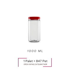 Sarkap 1000 ml 847 Adet Paletli Silindir Pet Kavanoz KIRMIZIKAPAK
