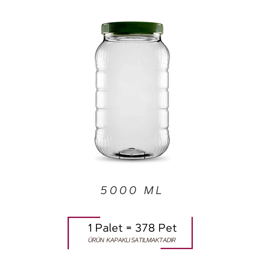 Sarkap 5000 ml 378 Adet Paletli Uzun Dilimli Pet Kavanoz YeşilKapak