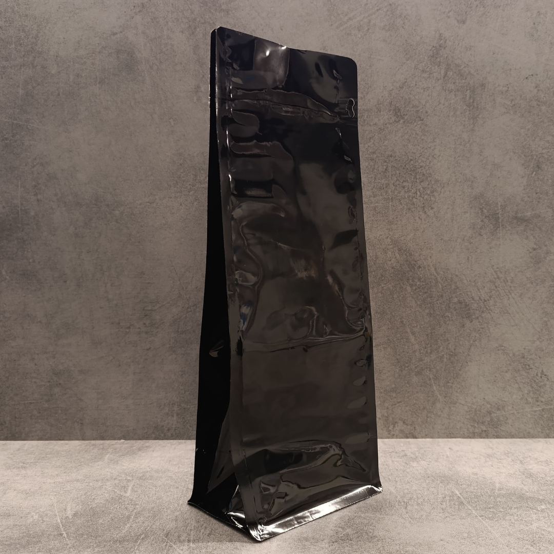 Sarkap 50 Adet Paketli Parlak Siyah Flat Bottom Kilitli Doypack 14x37cm