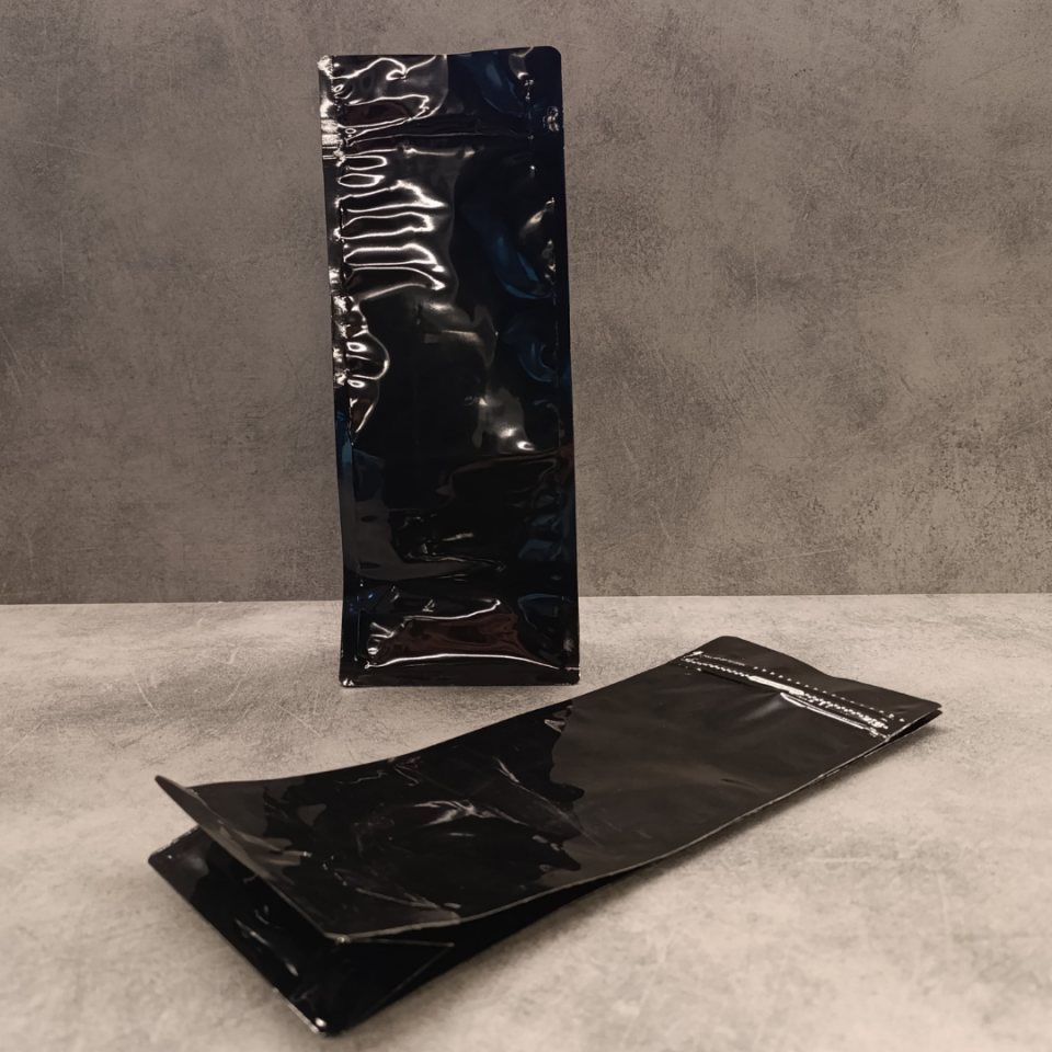Sarkap 50 Adet Paketli Parlak Siyah Flat Bottom Kilitli Doypack 14x37cm