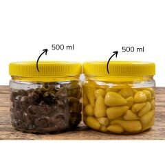 Sarkap 500 ml 27 Adet Kolili Silindir Pet Kavanoz YeşilKapak