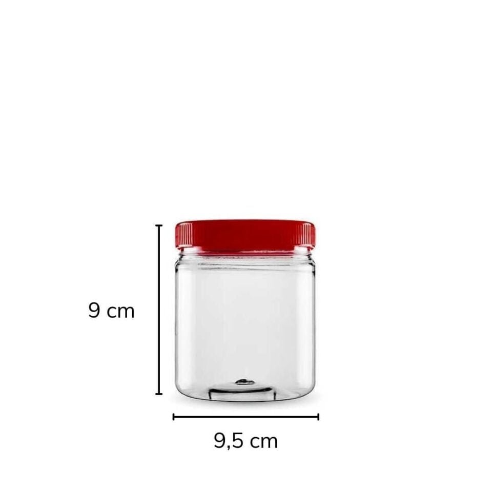 Sarkap 500 ml 27 Adet Kolili Silindir Pet Kavanoz KIRMIZIKAPAK