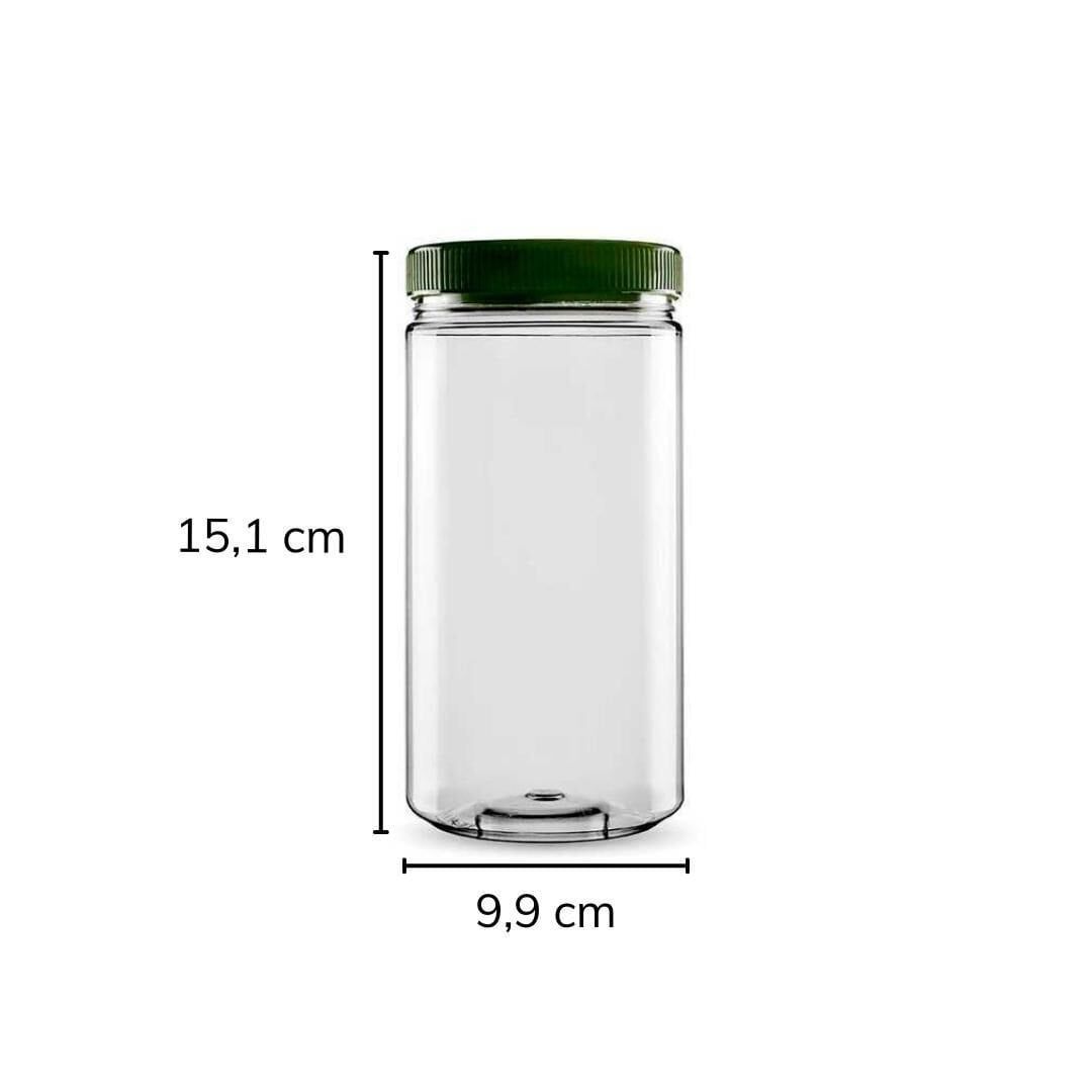 Sarkap 1000 ml 40 Adet Kolili Silindir Pet Kavanoz YeşilKapak