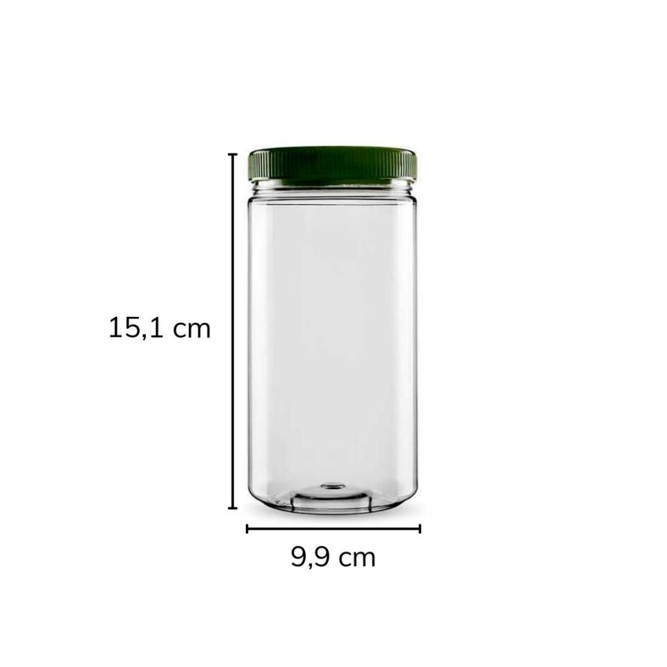 Sarkap 1000 ml 40 Adet Kolili Silindir Pet Kavanoz YeşilKapak