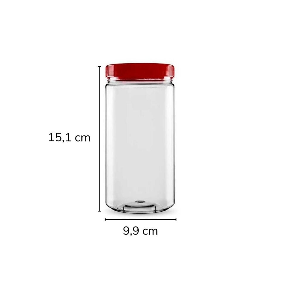 Sarkap 1000 ml 40'lı Silindir Pet Kavanoz KIRMIZIKAPAK