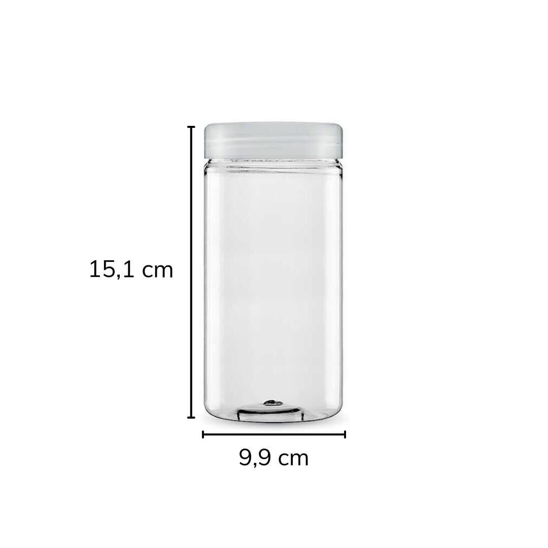 Sarkap 1000 ml 40 Adet Kolili Silindir Pet Kavanoz ŞeffafKapak