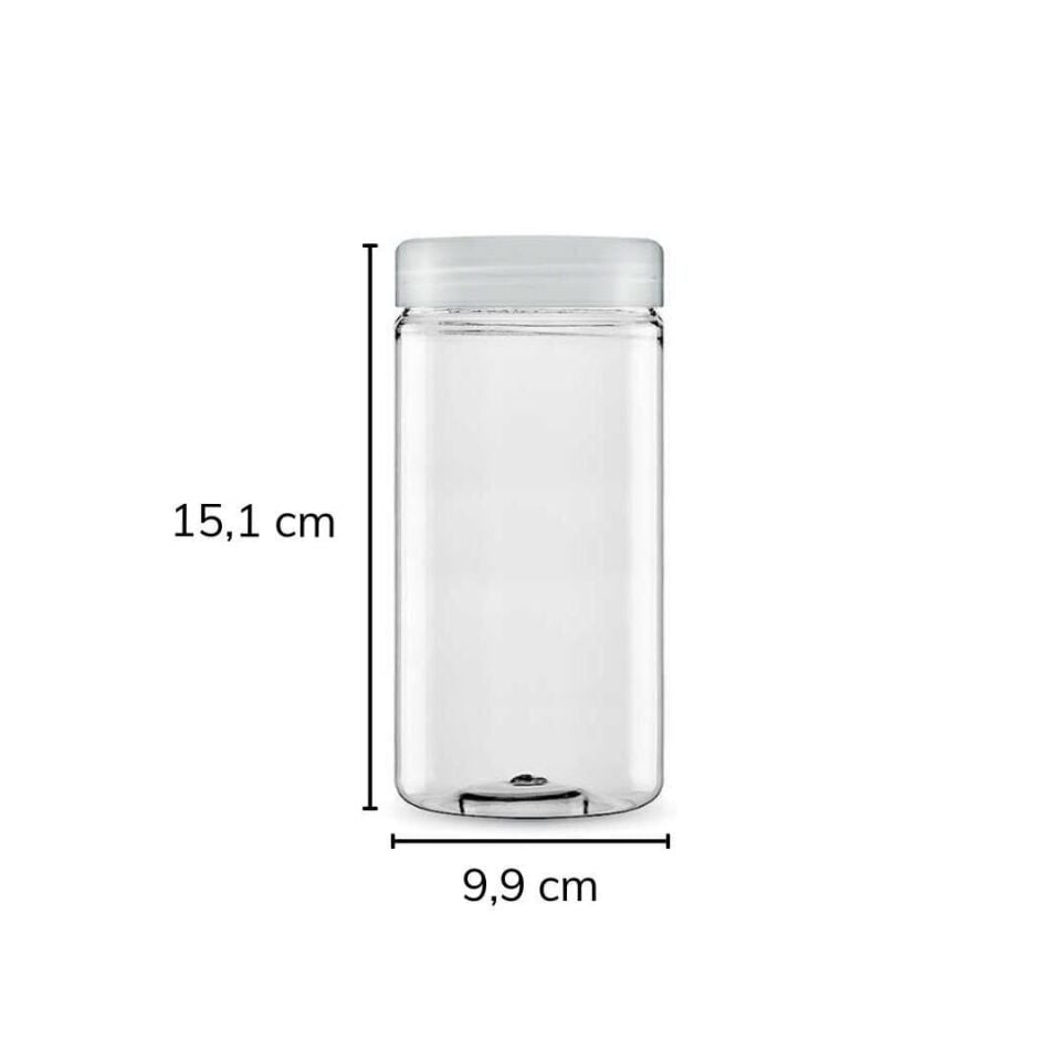 Sarkap 1000 ml 40 Adet Kolili Silindir Pet Kavanoz ŞeffafKapak