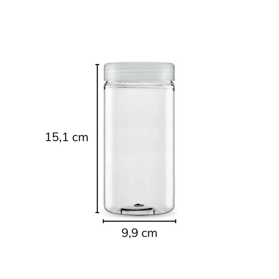 Sarkap 1000 ml 40'lı Silindir Pet Kavanoz ŞeffafKapak