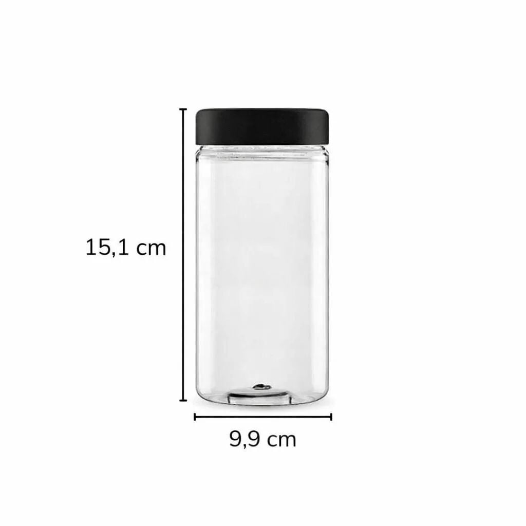 Sarkap 1000 ml 40 Adet Kolili Silindir Pet Kavanoz SiyahKapak