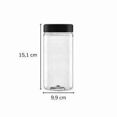 Sarkap 1000 ml 40 Adet Kolili Silindir Pet Kavanoz SiyahKapak