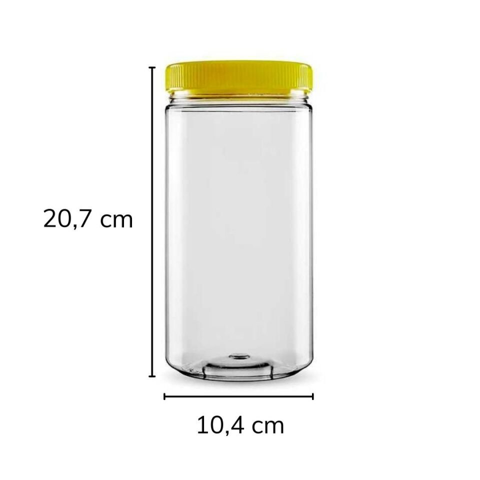 Sarkap 1500 ml 20 Adet Kolili Silindir Pet Kavanoz SarıKapak