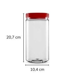 Sarkap 1500 ml 20 Adet Kolili Silindir Pet Kavanoz KIRMIZIKAPAK