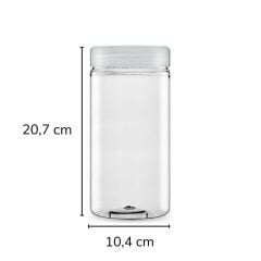 Sarkap 1500 ml 20 Adet Kolili Silindir Pet Kavanoz ŞeffafKapak