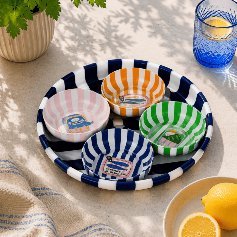 Sarkap Home 26 Cm Meyve Tabağı ve 4'lü Çerezlik Seti Sardines