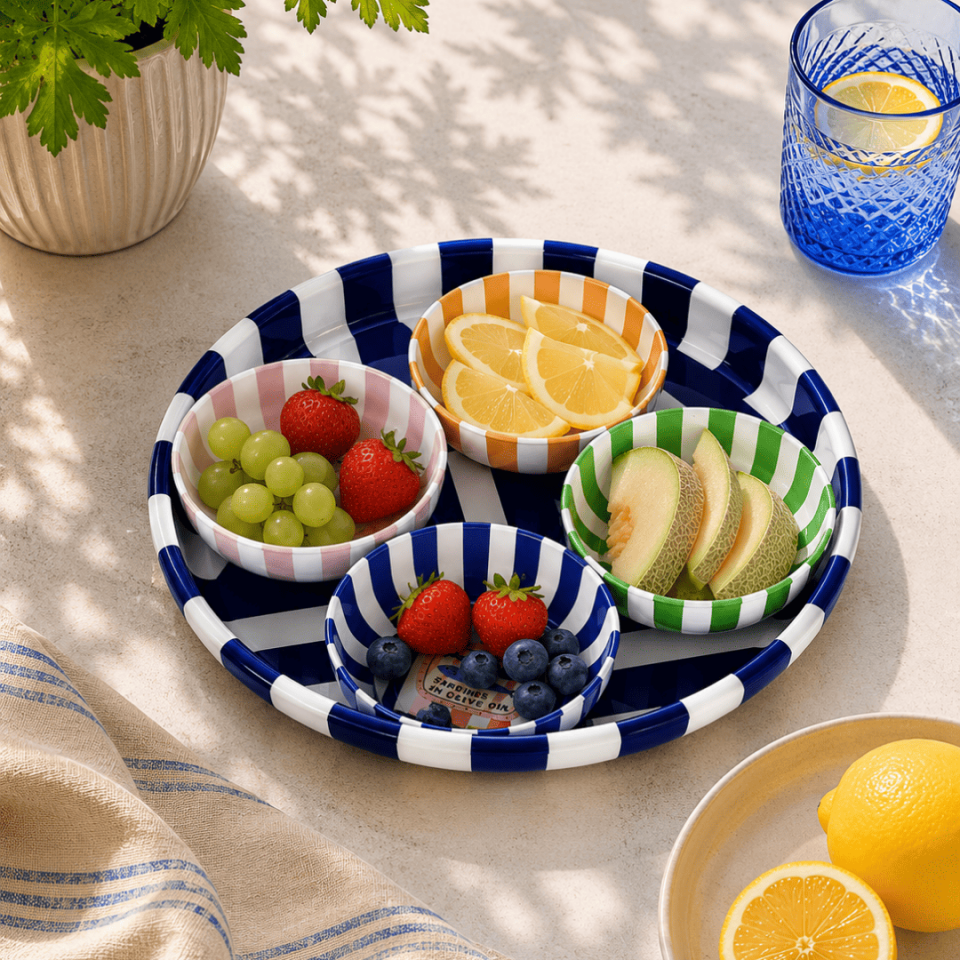 Sarkap Home 26 Cm Meyve Tabağı ve 4'lü Çerezlik Seti Sardines