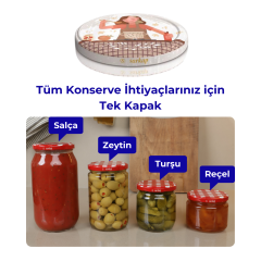 Hijyenik Paketli 10 Adet Kavanoz Kapağı Aşçı Kadın 82 mm Renkli