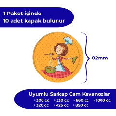 Hijyenik Paketli 10 Adet Kavanoz Kapağı Aşçı Kadın 82 mm Turuncu