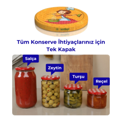 Hijyenik Paketli 10 Adet Kavanoz Kapağı Aşçı Kadın 82 mm Turuncu