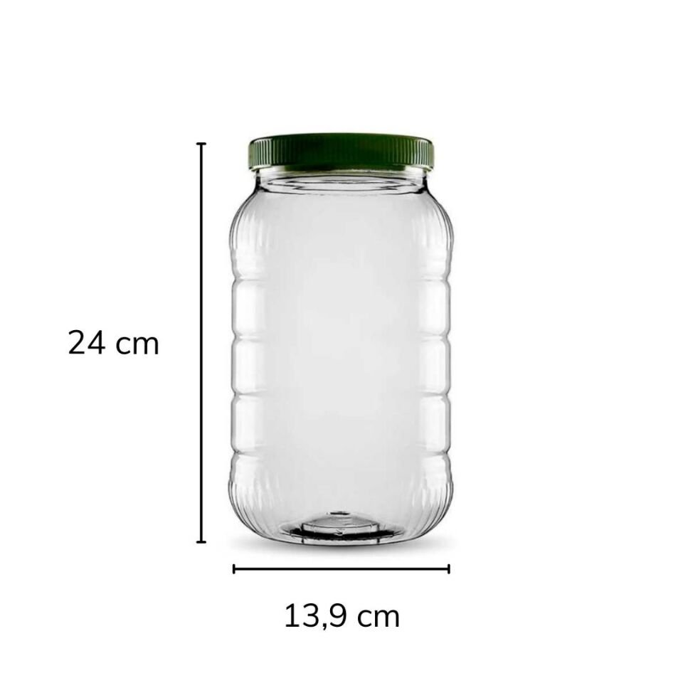 Sarkap 3000 ml 11 Adet Kolili Uzun Dilimli Pet Kavanoz YeşilKapak