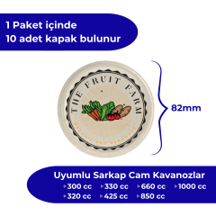 Hijyenik Paketli 10 adet Kavanoz Kapağı – Fruit Farm – 82 mm