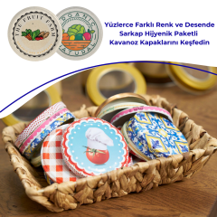 Hijyenik Paketli 10 adet Kavanoz Kapağı – Fruit Farm – 82 mm