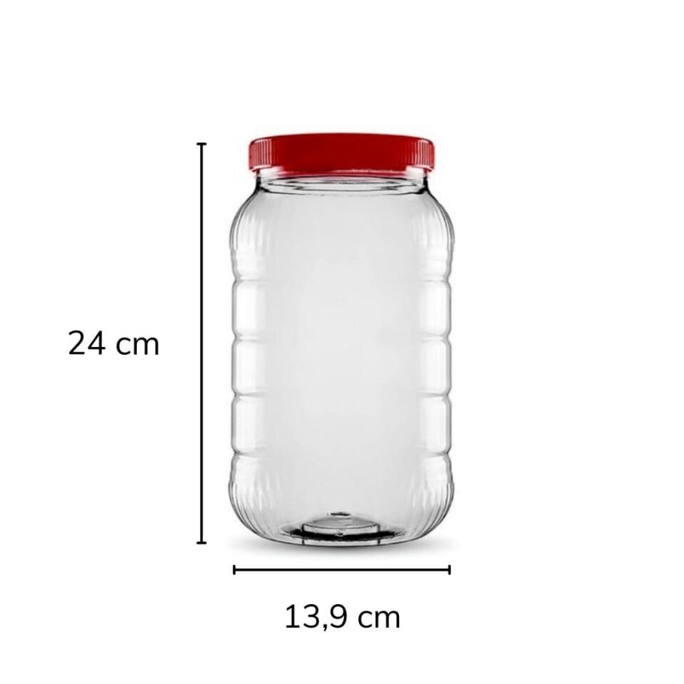 Sarkap 3000 ml 11 Adet Kolili Uzun Dilimli Pet Kavanoz KIRMIZIKAPAK