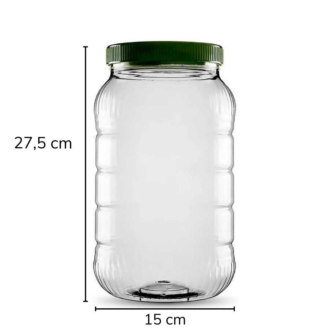 Sarkap 5000 ml 7 Adet Kolili Uzun Dilimli Pet Kavanoz YeşilKapak