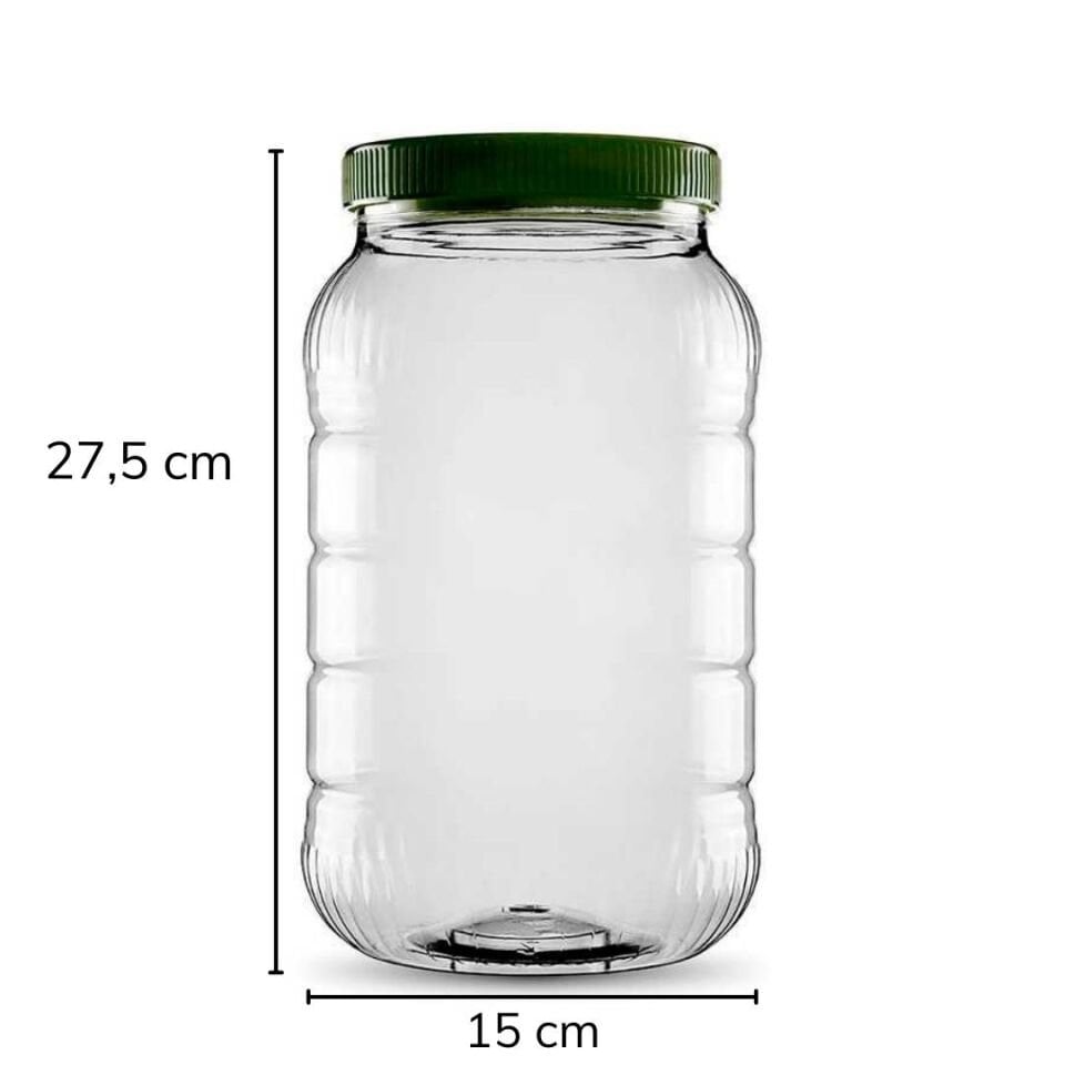 Sarkap 5000 ml 7 Adet Kolili Uzun Dilimli Pet Kavanoz YeşilKapak
