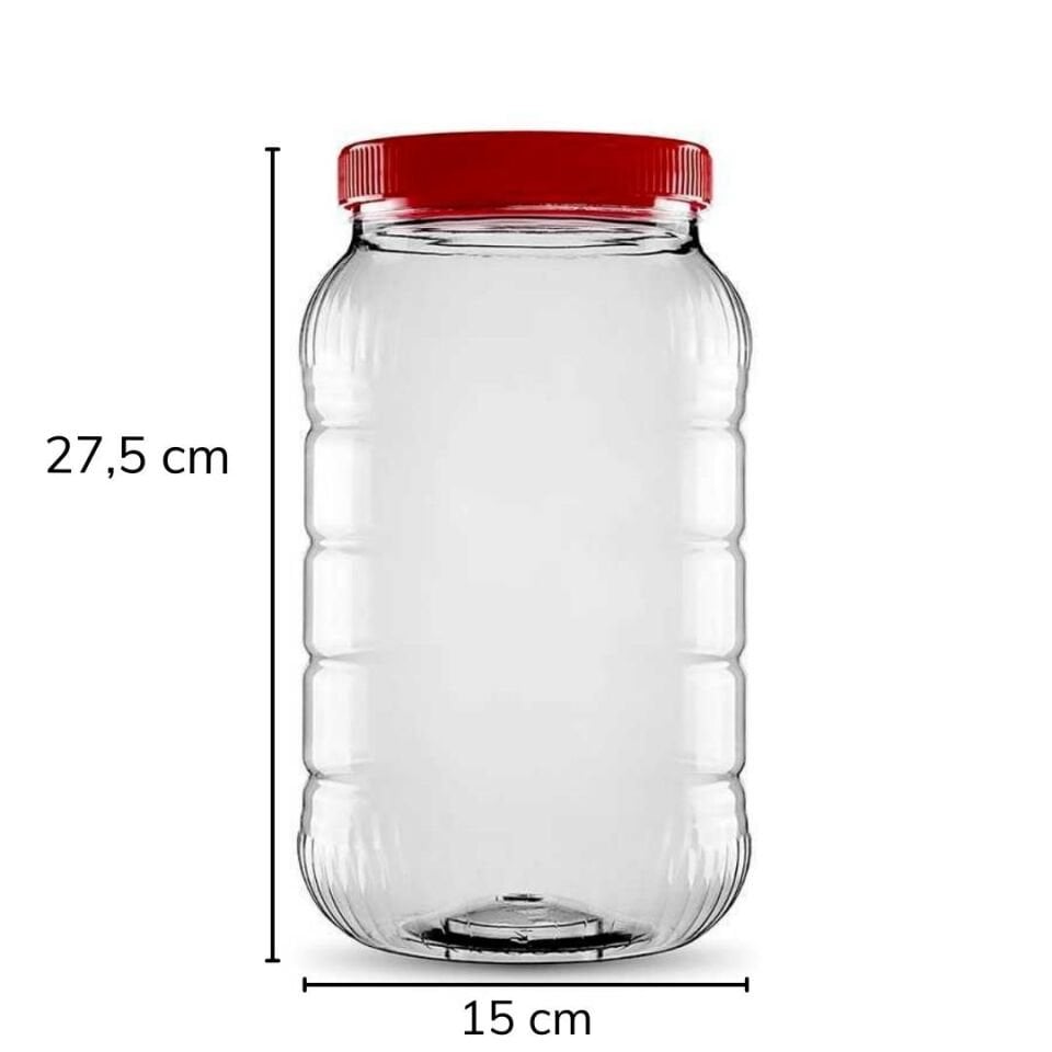 Sarkap 5000 ml 7 Adet Kolili Uzun Dilimli Pet Kavanoz KIRMIZIKAPAK